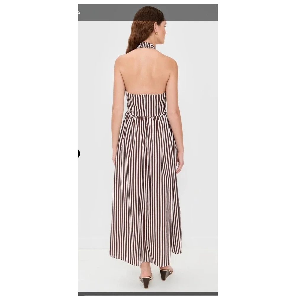seven wonders calianna midi dress with bow detail brown striped Size S Nautical